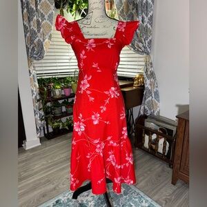 VINTAGE 70s homemade/handmade Hawaiian midi dress